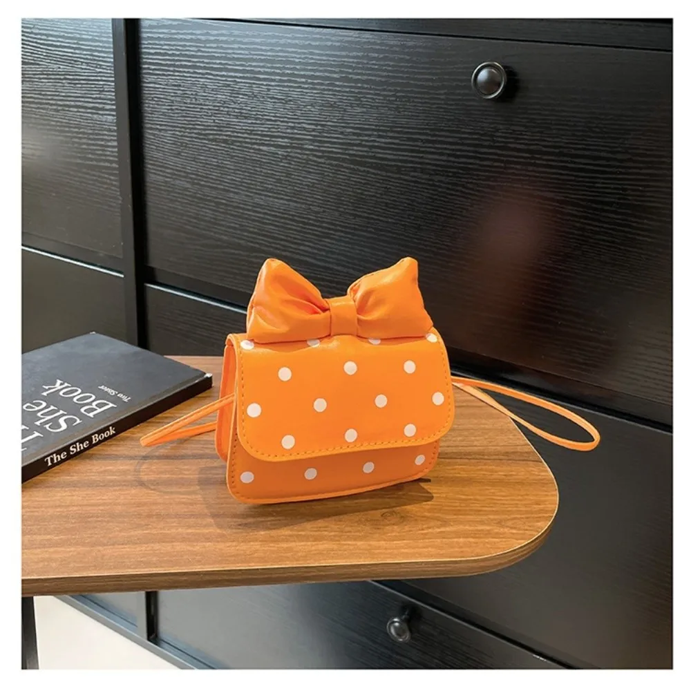 Modische Vielseitige Damen Mini-Schultertasche PU-Leder Polka-Dot-Print Unterarmtasche Schleifendesign Crossbody-Tasche – Detail 7