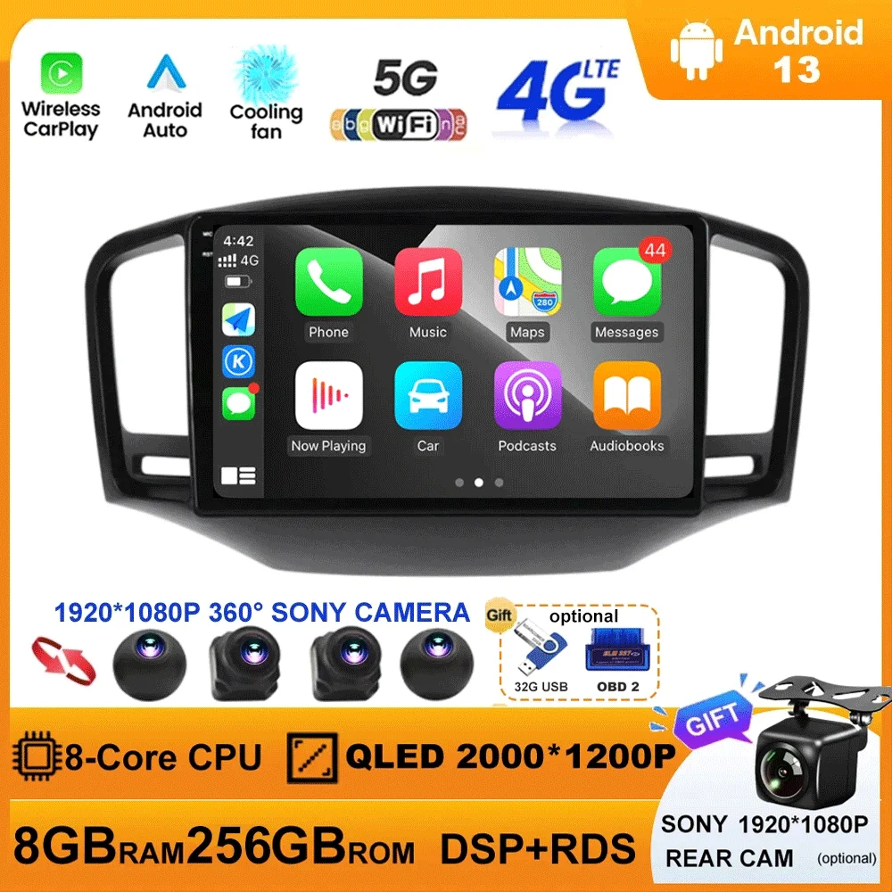 

Android13For Roewe350 2010-2016 мг (350) 2010-2012 автомобильное мультимедийное радио GPS CarPlay 360 Панорамное Голосовое управление 4G WiFi головное устройство