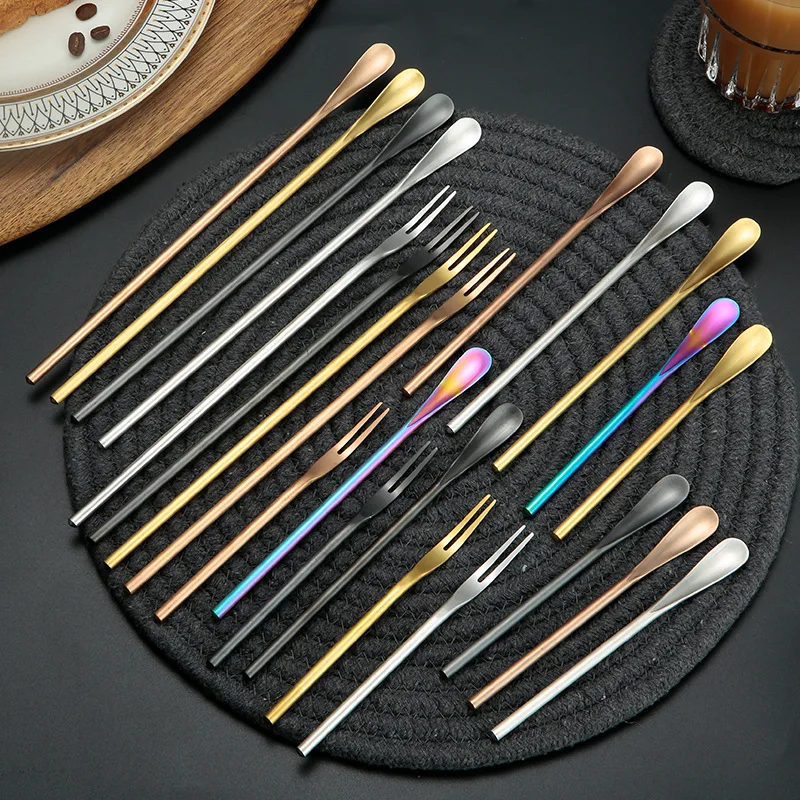 Creative Long Handle Stainless Steel Spoon Coffee Tea Honey Mixing Bar Spoons Teaspoon Household Tableware Cutlery Kitchen Tools