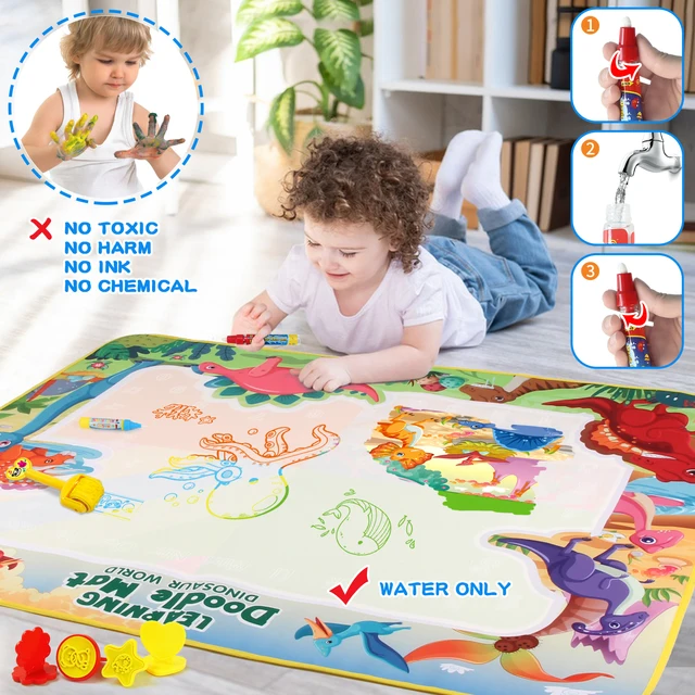 100x80CM Coloring Doodle Magic Water Drawing Mat with Reusable Magic Pens Educational Painting Board Montessori Toys for Kids 6
