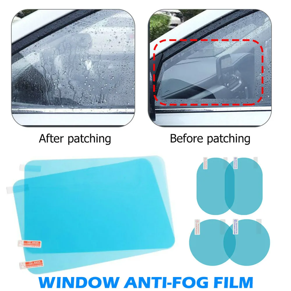 4Pcs Auto Car Rearview Mirror Glass Film Waterproof Anti-Fog Rain-Proof Window 