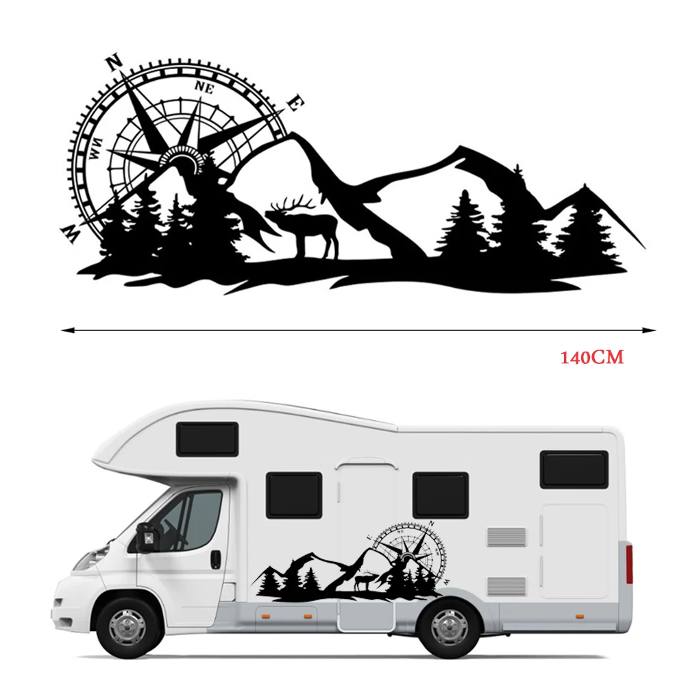 Large Camper Rv Compass Mountain Wild Car Sticker Decal Motorhome Camping  Forest Explorecar Caravan Stickers Vinyl Decals - Wall Stickers - AliExpress