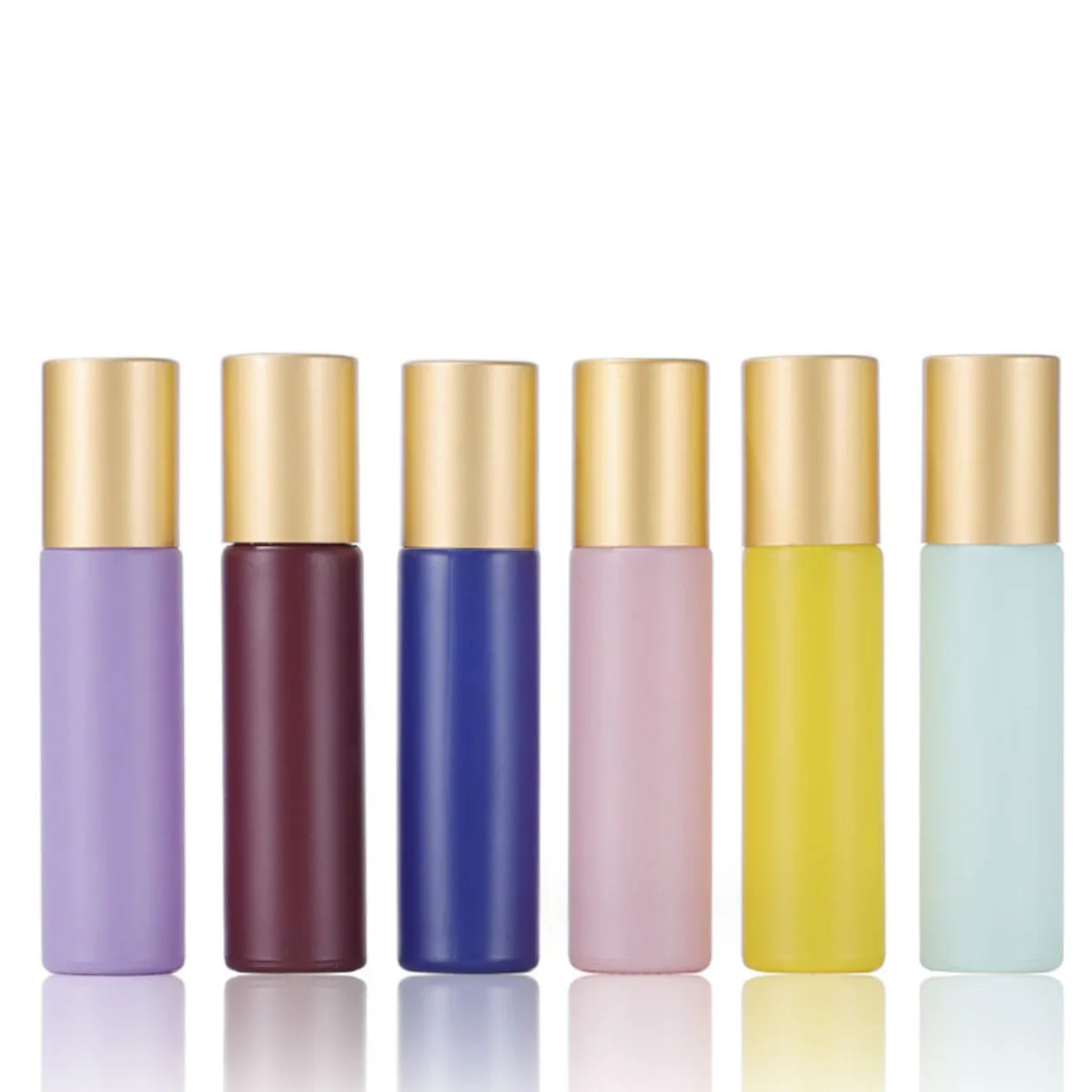 

6X 12X 10ML Macaron Thick Glass Essential Oil Roll On Bottle Metal Roller Ball for Perfume Aromatherapy