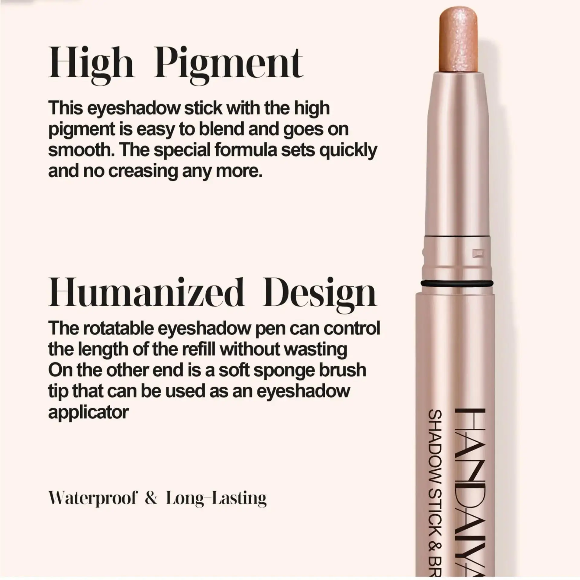 12 Farben wasserfester Lidschattenstift, langanhaltend, metallisch schimmernd, Highlighter-Creme-Stift mit Pinsel und Doppelkopf_voghion.com