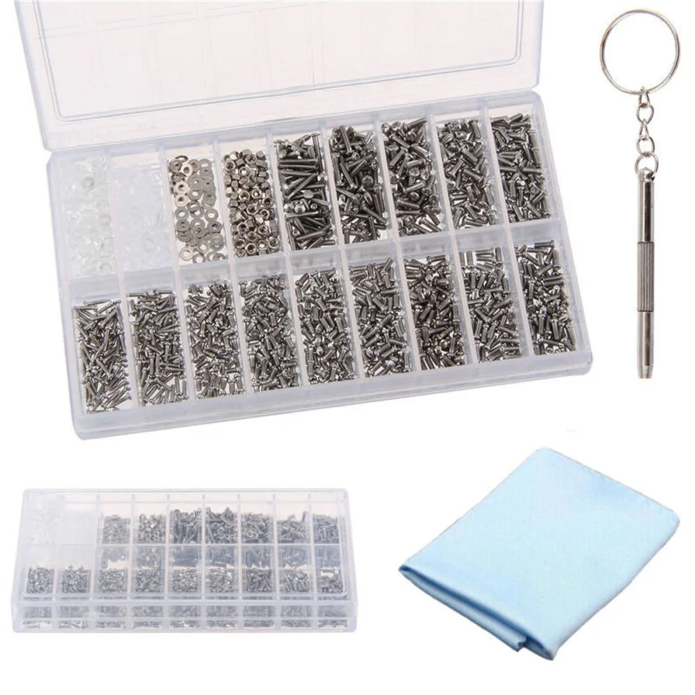 1004 Stück Brillen schrauben und Muttern Set optische Brille Reparatur Werkzeugs atz Schrauben dreher Werkzeug kasten Lesebrille Sonnenbrille Schrauben mutter – Detail 9