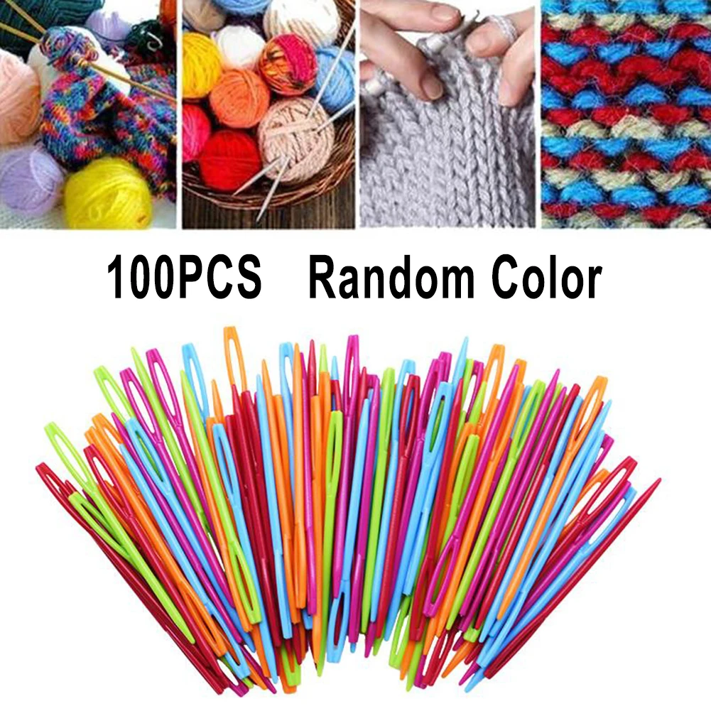 

100Pcs Colorful Plastic Sewing Needles 5.5cm/7cm/9cm/15cm Needles For Large Eye Embroidery Kids DIY Sewing Handmade Crafts
