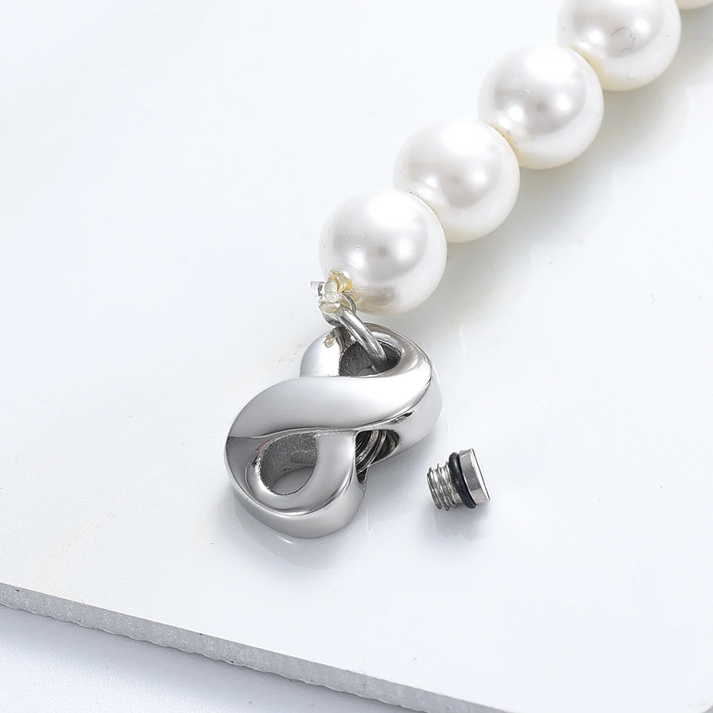 Women's Pearl Bracelet Cremation Jewelry Urns Bracelets For Human Ashes Stainless Steel Memorial Bangle Keepsake