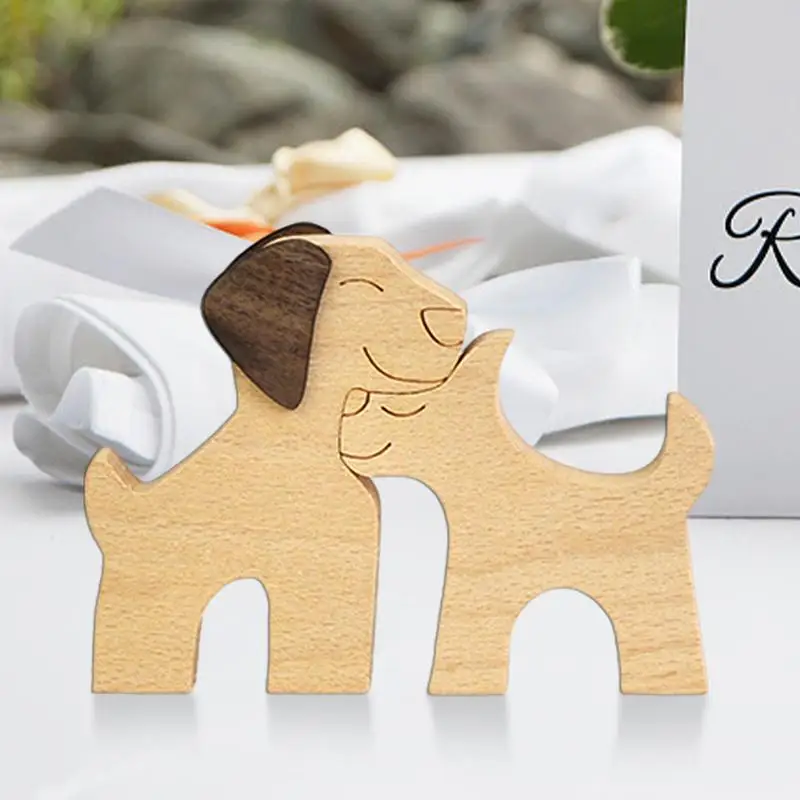 

Деревянное украшение для стола, скульптура, фигурка для семьи щенков, Настольная резьба, модель для любителей домашних животных, украшение для дома и офиса