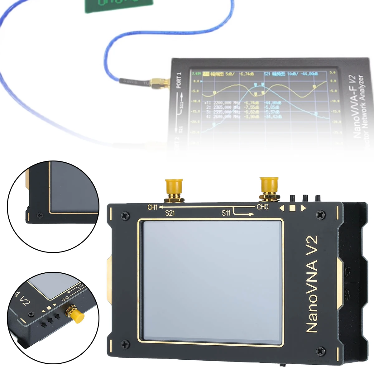 

Mayitr 1pc Black Gold Second-generation S-A-A-2 NanoVNA Vector Network Antenna Analyzer Shortwave For Linux Windows (7+)