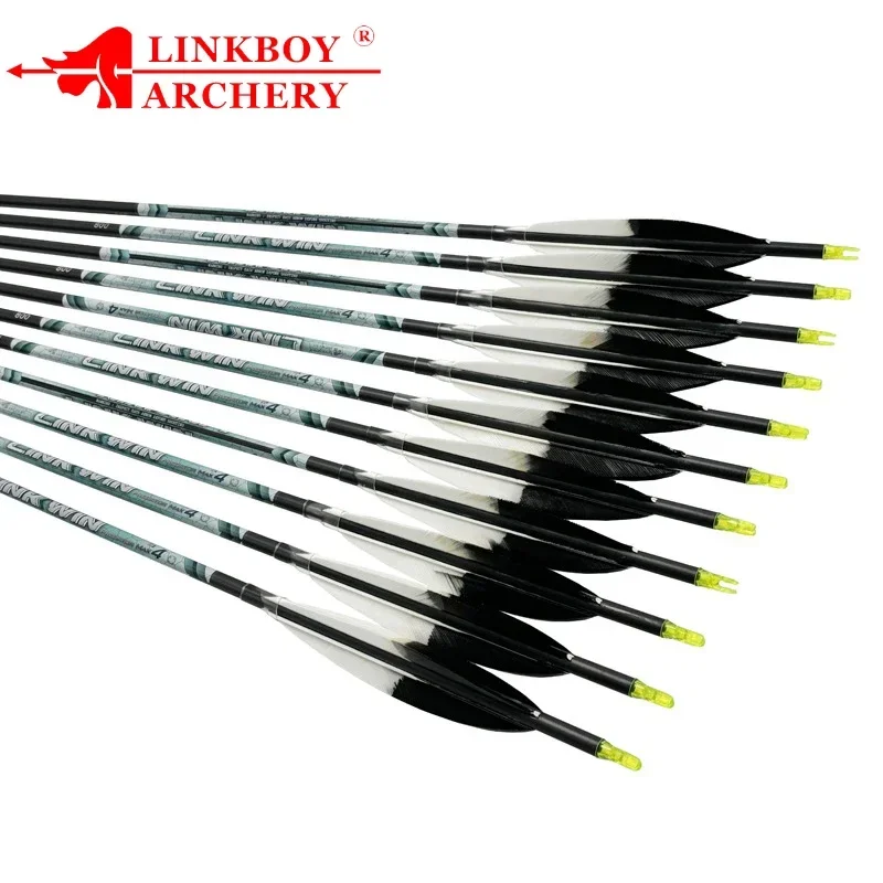 

12pcs Archery Pure Carbon Arrow Spine300-800 30/32inch Banana Vanes Target Shooting Arrows