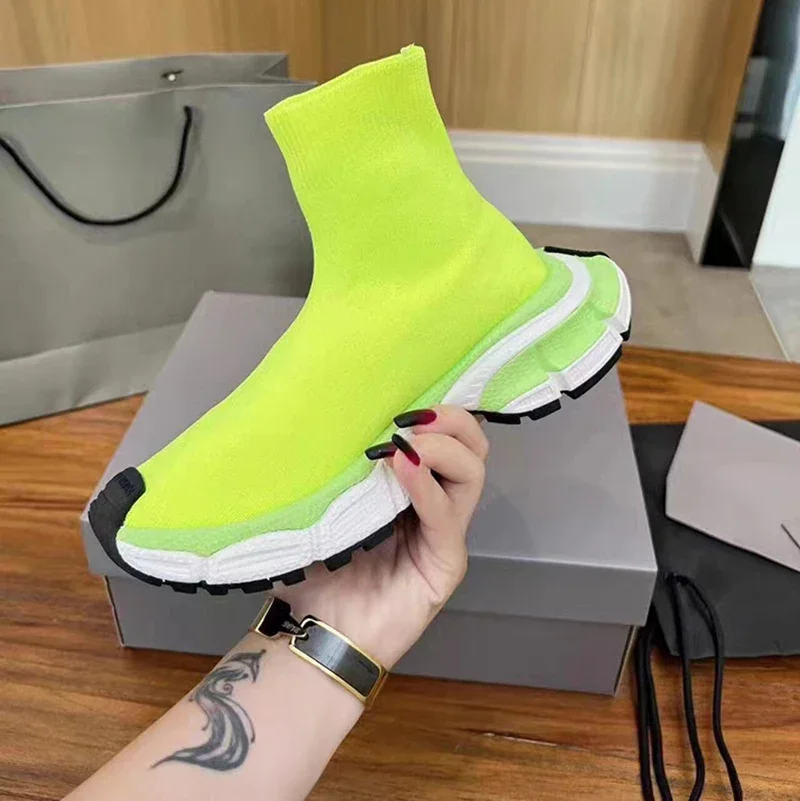

Breathable 2023 Luxury Brand Designer Air Cushion Socks Shoes Speed Trainer Sneaker High Platform Men Women Sports Shoes