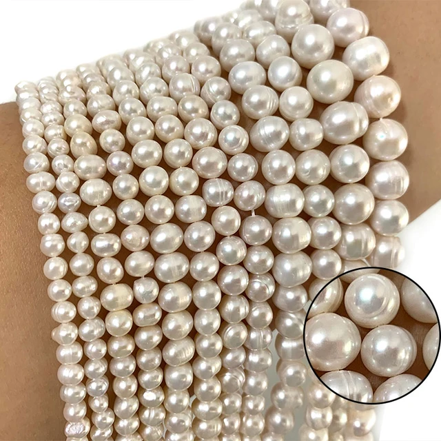 Natural Freshwater Pearl White A/AA/AAA Horizontal Hole Rice Shape Beads  For Jewelry Making DIY