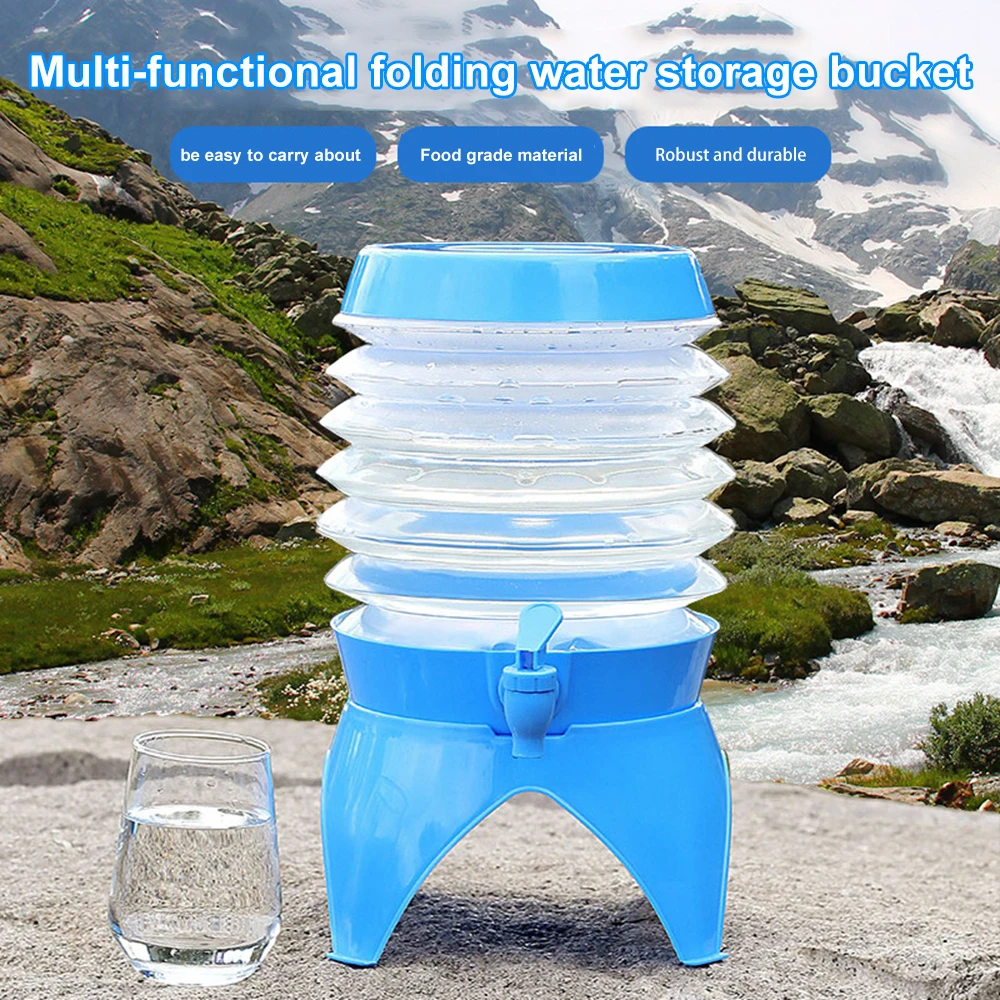 

3.5-9.5L Outdoor Foldable Water Container Camping Folding Water Bucket Fishing Travel Beer Juice Drinking Storage Tap Bucket