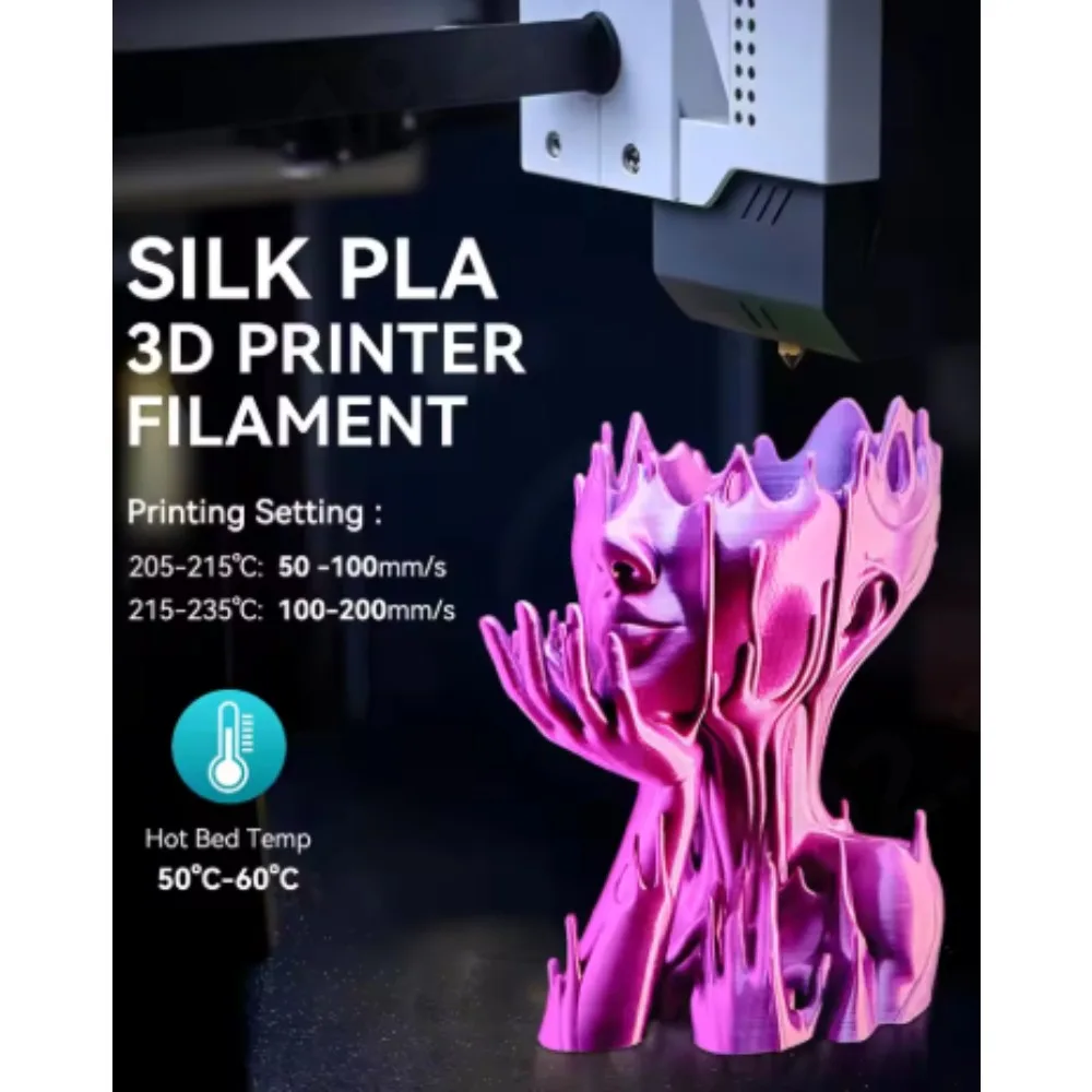 SUNLU 실크 PLA 필라멘트 1.75mm ±0.02mm 1KG 부드럽고 광택 있는 질감, 높은 인성, FDM 3D 프린터용 PLA Plus보다 우수함