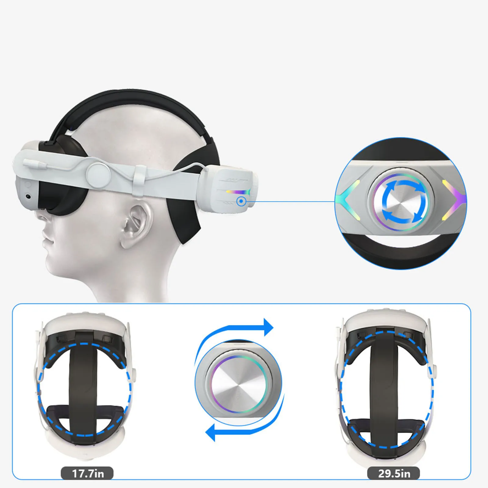 

Ремешок для головы с аккумулятором VR гарнитура 8000 мАч аккумулятор регулируемый ремешок для Meta Quest 3 VR гарнитура