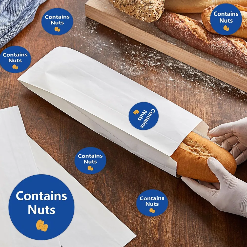 Contains Nuts Labels 1 inch Allergen Warning Stickers Round Allergies Food Rotation Advisory Dots for Retail Packaging 500pcs