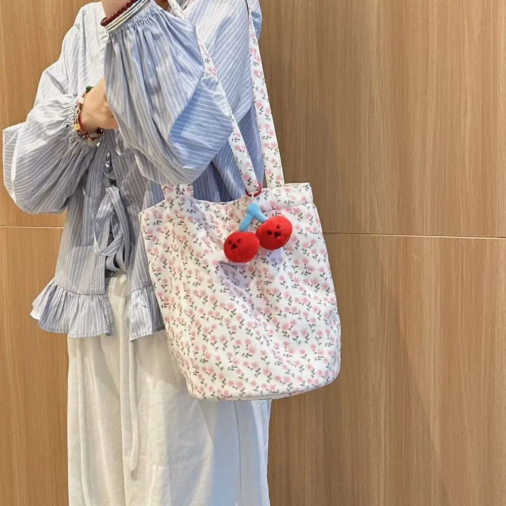 

Large Capacity Shoulder Bag Casual Comfortable Canvas Bucket Bag Cute Portable Shopping Bag Girls