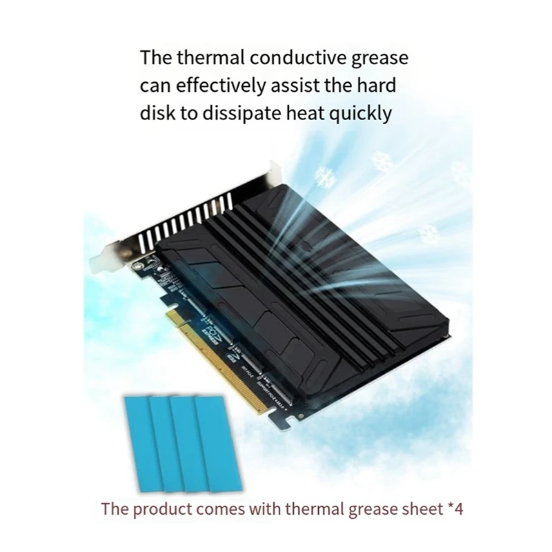 

PCIEX16 NVME PCB PH44 NVME 4-дисковая массив-карта PCIE сигнальная разделенная массив-карта с радиатором алюминиевый лист прочный и простой в использовании
