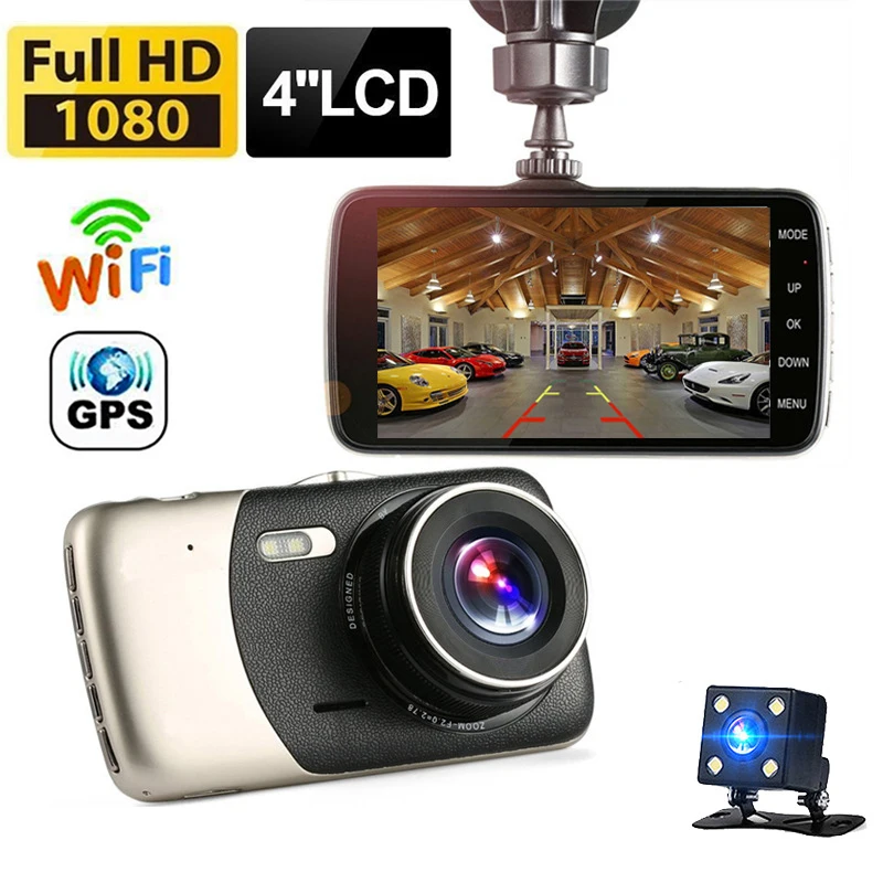 

Видеорегистратор автомобильный, 4,0 дюйма, Full HD, 1080P, Wi-Fi, GPS