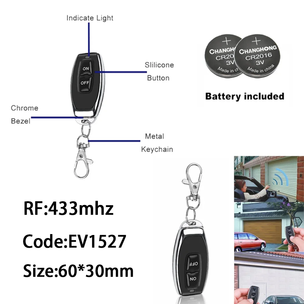 무선 원격 제어 RF 433mhz 릴레이 수신기 DC 3.6V 6V 12V 24V 30V 1CH 모듈 WithTransmitter LED 램프 빛 DIY