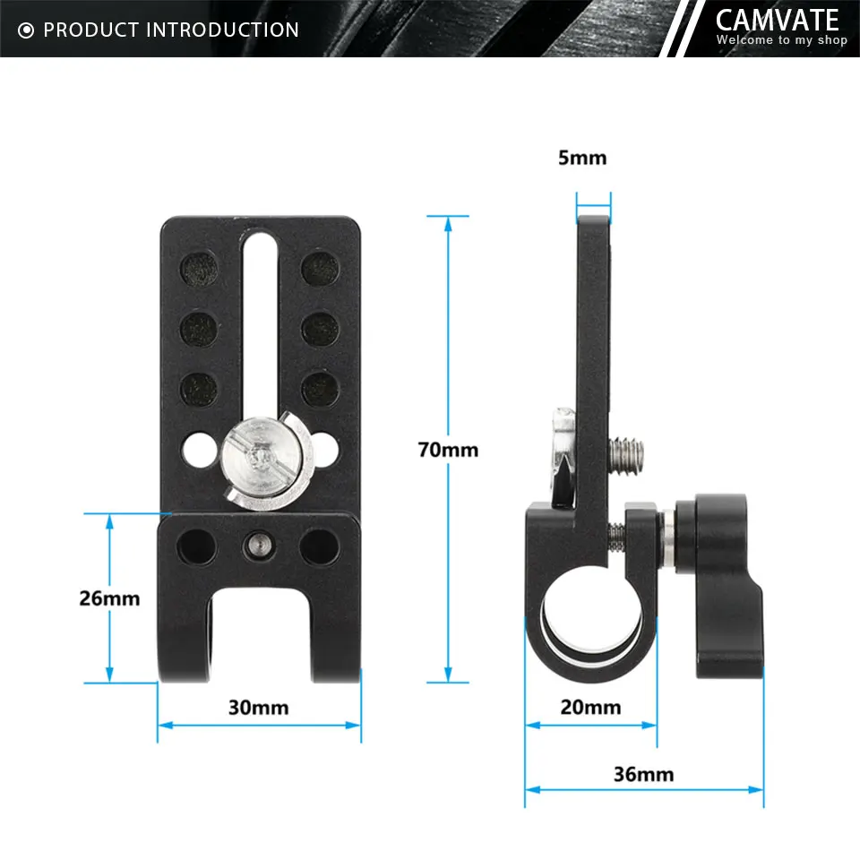 15mm Rod Clamp Mounting Base Plate Extended Platform with 1/4" Screw fr Camera 1