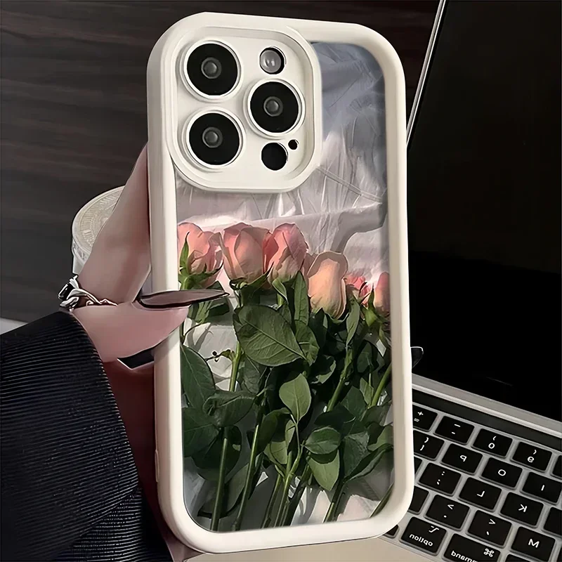 Силиконовый чехол для iPhone 11, чехлы для iPhone 12, 13, 14, 15 Pro Max, XS, X, XR, 78 Plus, SE 2020 с изображением белой розы