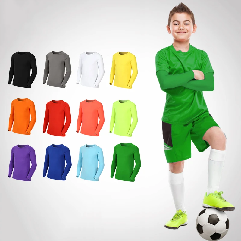 

Kids Children Boy Girl Compression Running Long T Shirt Fitness Sport Basketball Football Gym Sportswear Soccer Clothes 25