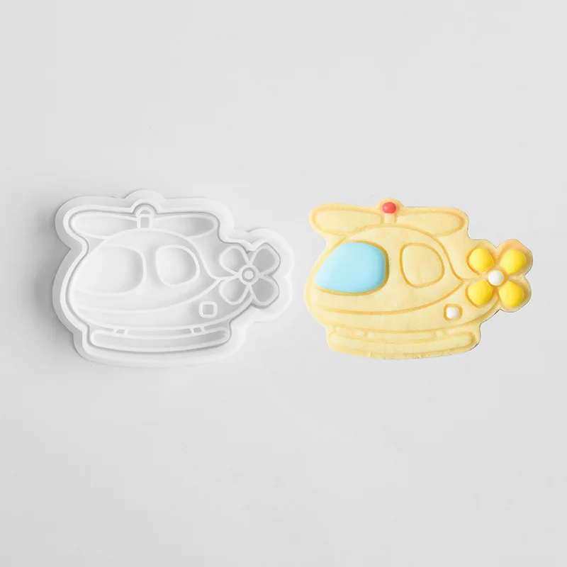 Cartoon Police Car Helicopter Cookie Cutter Children DIY Traffic Car Ambulances Ship Fondant Biscuit Mold Cake Decoration Tools