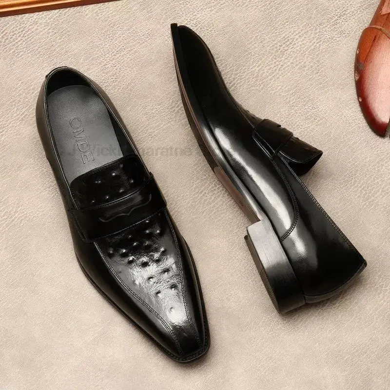 

Luxury Men Genuine Leather Dress Shoes High Quality Italian Design Black Hand-made Work Shoe Pointed Toe Wedding Shoes Male
