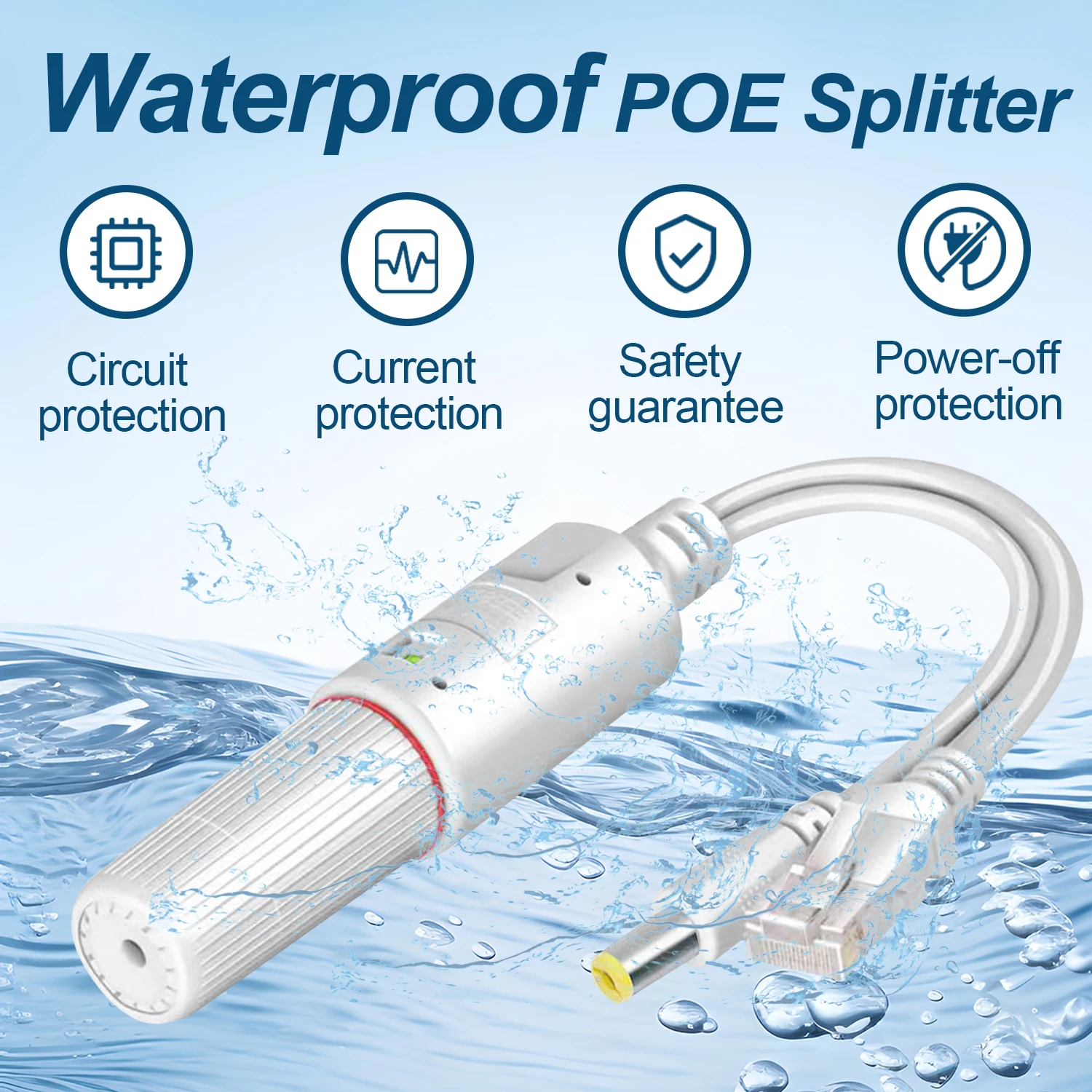 48V to 12V POE Splitter Waterproof  Adapter Active DC Adaptive Separator Cable Supply Module Injector for 100M IP Camera 1.2A 4