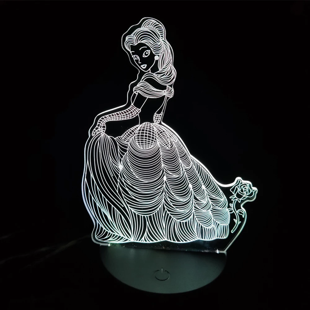 portable night light Disney 7/16 Color 3D Night Light Frozen Anna Elsa Princess LED Touch Remote Control Desk Lamp Children's Toy Birthday Gift decorative night lights Night Lights