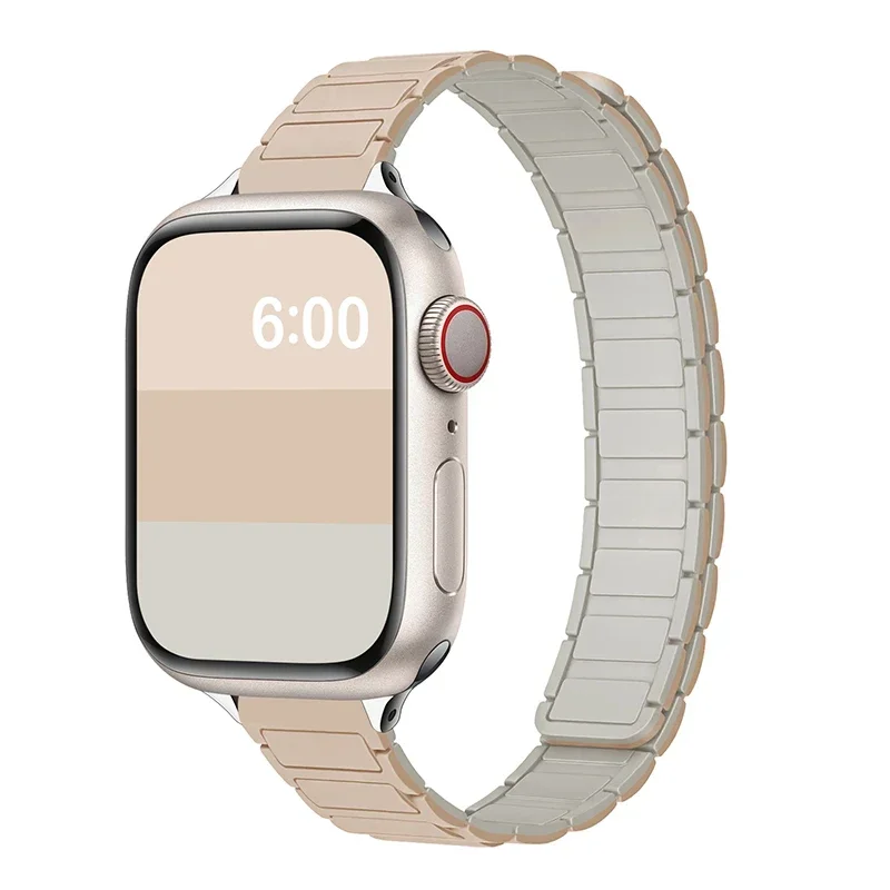 Women's Slim Silicone Magnetic Bracelet Watch Band with Strap