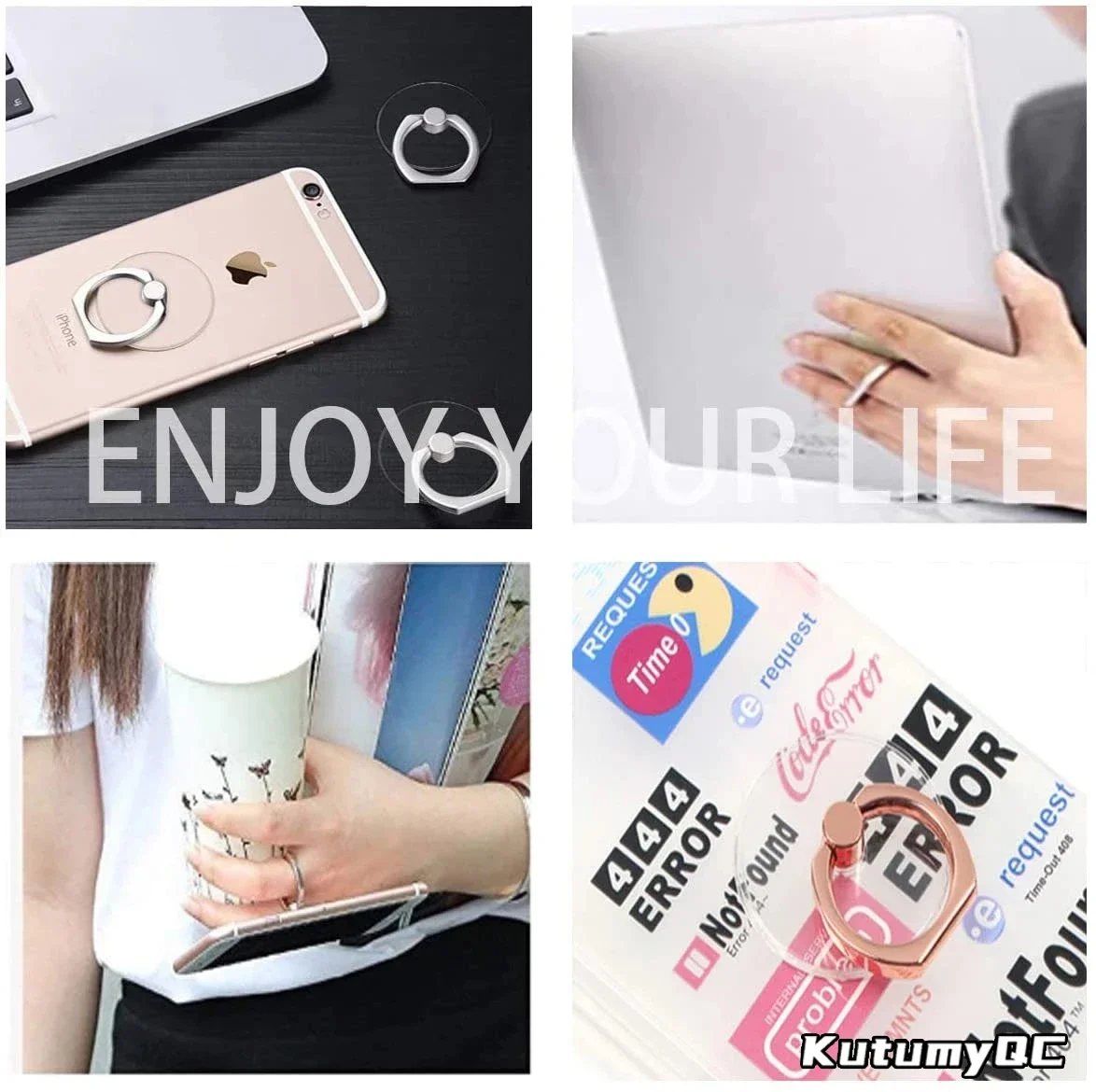 Transparent  Cell Phone Ring Holder Stand 360° Degree Rotation Clear Finger Grip Kickstand Compatible Iphones Or Phone Case, Alina Gadgets