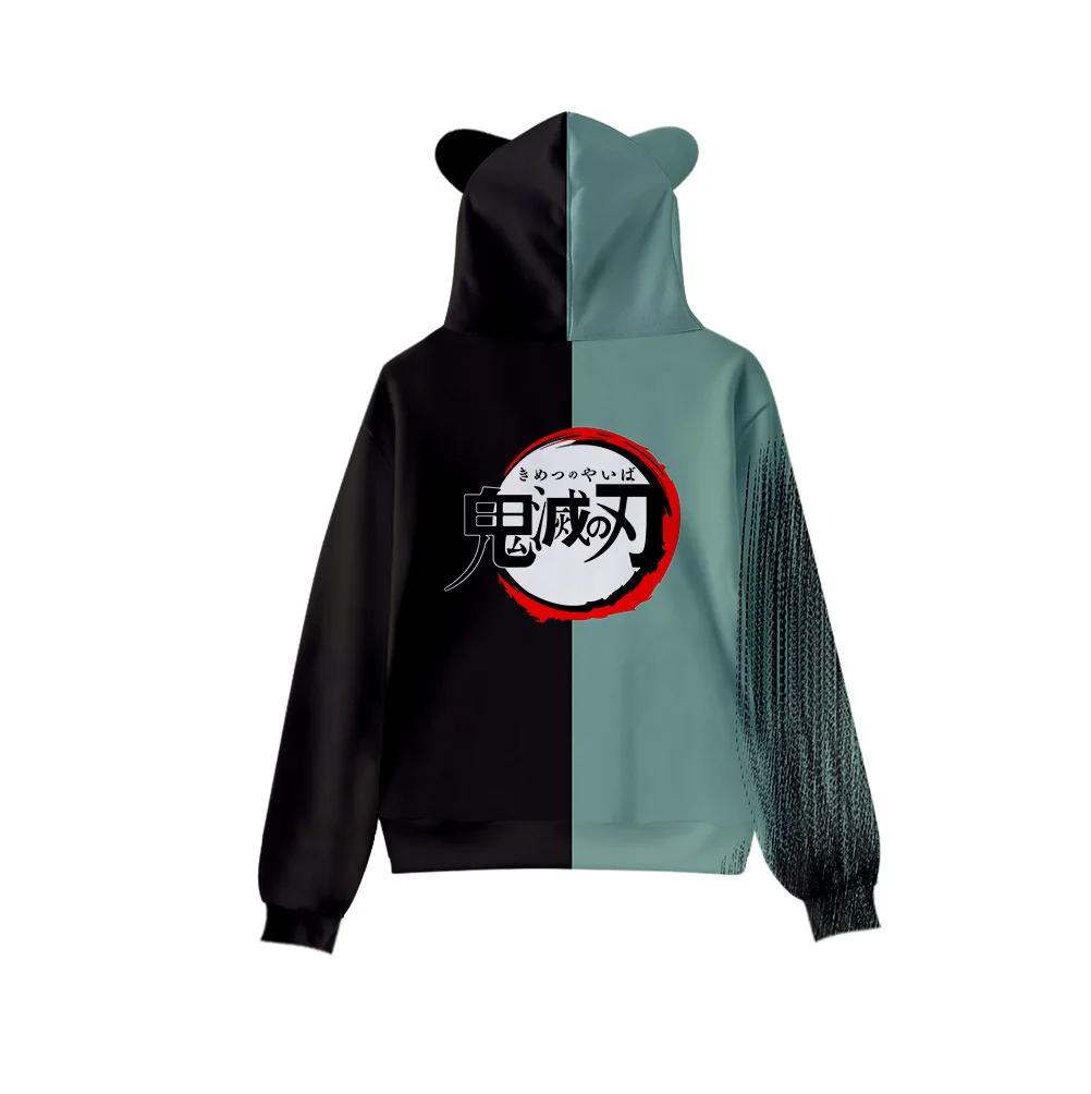 Japan Anime Demon Slayer Print Pullover Cute Cat Ears Hoodies for Men Cartoon Sweatshirt Cosplay Costume Hoodie Sweatshirts худи- Se1cd86132efa4d55b08971440a3eef31k