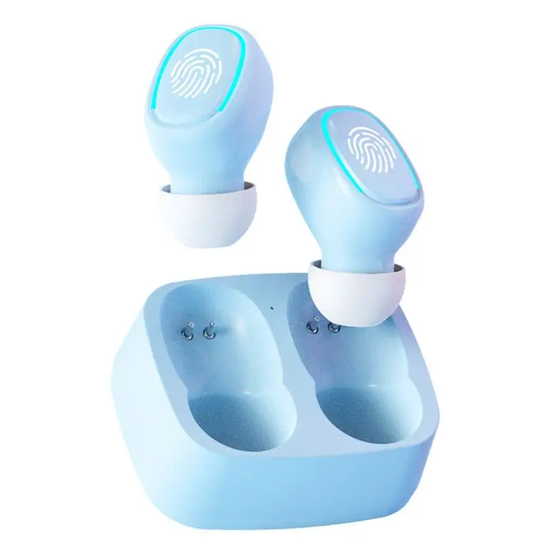 T28C 미니 무선 블루투스 헤드셋 터치 라이트 귀마개 땀 방지 HD 음질 스테레오 범용 헤드셋, 노란색