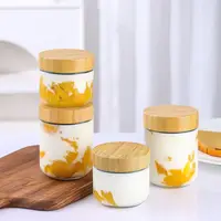 New Wooden Lids Overnight Oats Containers Airtight Cover Food Storage Tools Glass Jars Wide Mouth Meal Prep Jars for Salad Chia 1