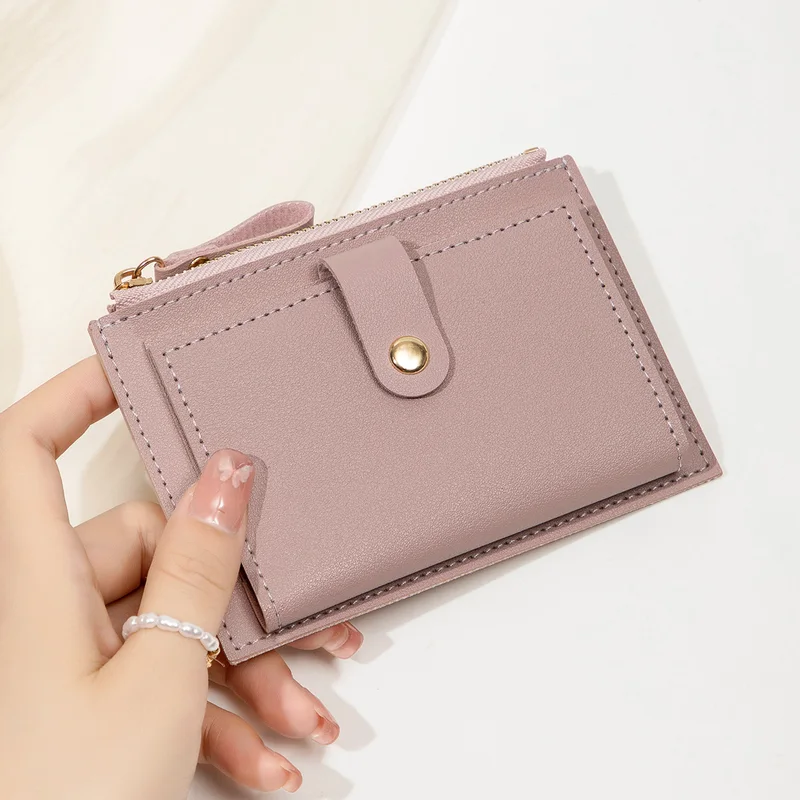 Minimalist and fashionable women' short card bag, ultra-thin mini PU leather...