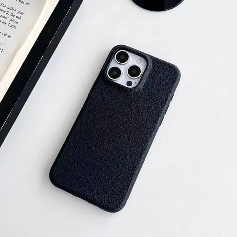 Elegant Candy Color Leather Texture Phone Case - Premium Silicone Soft Matte Cover