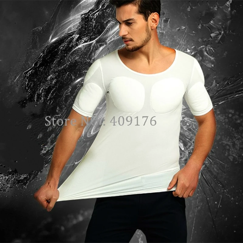 Cos Muscle Undershirt Body Building Pecs Strong Chest Tops Padded Shaper Soft Enhancers Underwear body shaper,compression sports vest,compression sports top,muscle shaper