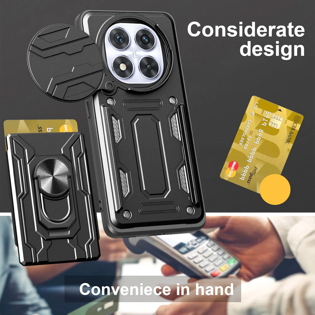 Dual-Layer Armor Case with Card Storage and Camera Protection