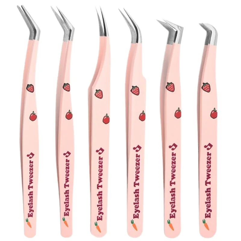 False Eyelash Tweezers Stainless Steel Anti-static Pincet Curved Strip Professional 3D Lashes Extension Tweezer Makeup Tools