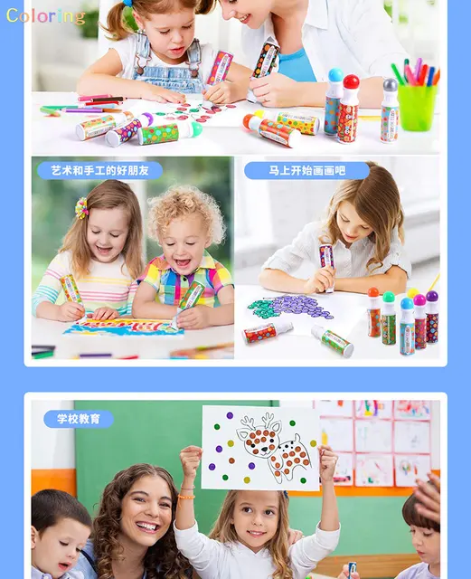 Ohuhu Kit de marqueurs de points, marqueur de peinture 8 couleurs (40 ml,  1,41 oz) avec tampon vierge de 30 pages, tampons de bingo non toxiques à  base d'eau pour enfants 