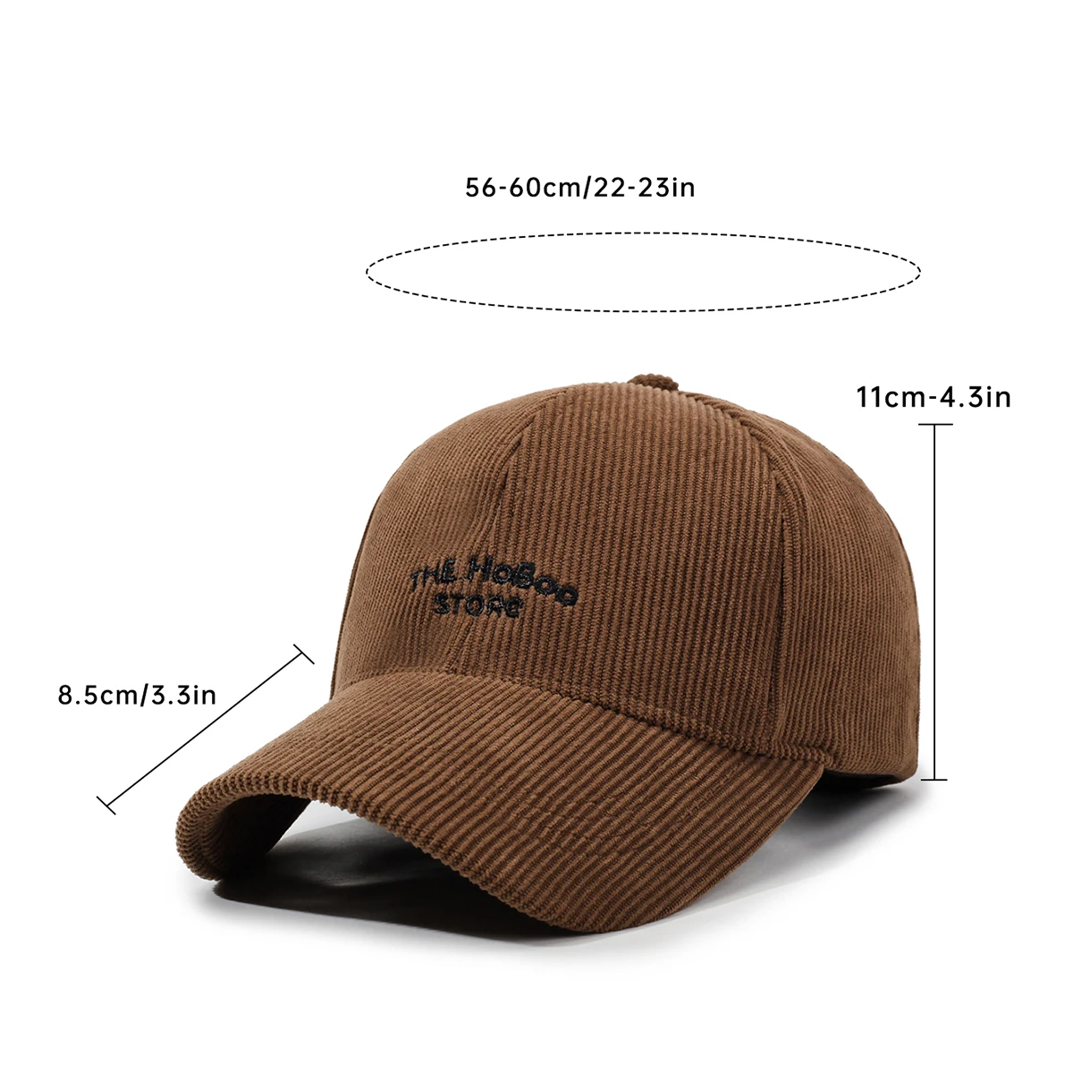 New Autumn and Winter Corduroy Baseball Cap for Women, Simple Letter Embroidery, Hard Brim, Retro Workwear Cap for Men, Warm for Outdoor Activities, Camping, and Work