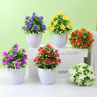 1pc Artificial Flowers Five Leaf Plum Small Potted Plants Tree