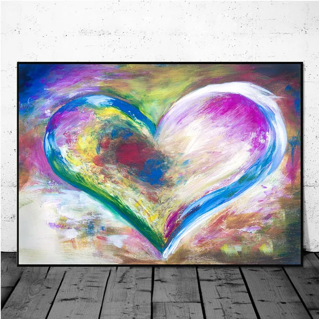 Yidepot Heart Shaped Canvas Art: Abstract Love Lines Prints for  Girls'bedroom 24x24 - Cute Colorful Artwork for Lovers, Valentines  Pictures