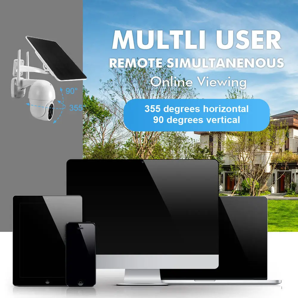 Solar Security Camera Tuya WiFi Outdoor 3MP 5W 10000mAh For Smart Life APP