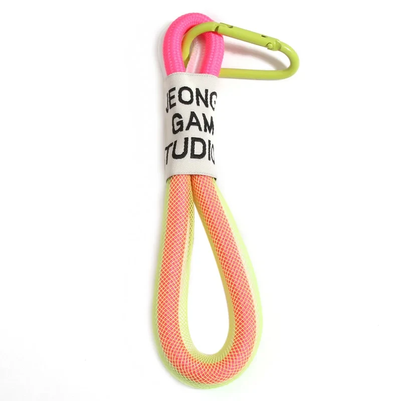Key Rings Creative Iridescent Braid Rope Keychain Carabiner Key Ring For Backpack Pendant Accessorie Hanging Cord Jewelry