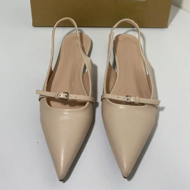 Summer Women's Flat Sandals Pointed Shallow Mouth Back Strap Brand Design Outside Comfortable Casual Ladies Slingback Shoes