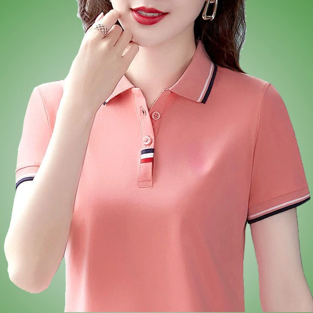 Summer New Womens Horse Logo Short Sleeve Polos Shirts Casual Womens Casual Lapel Polos Shirts Fashion Slim Tops