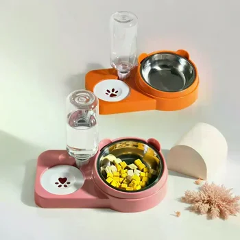 Set Ciotole Doppie per Cibo e Acqua per Animali Domestici - Ciotola Anti-Rovesciamento per Cani/Gatti, Accessori Essenziali per l'Alimentazione degli Animali